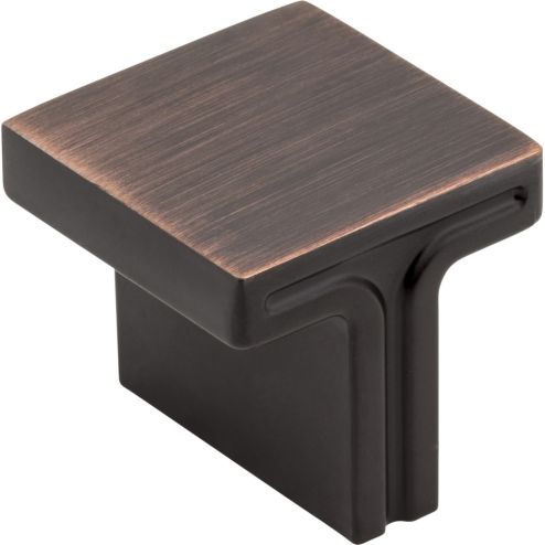1-1/8" Overall Length Brushed Oil Rubbed Bronze Square Anwick Cabinet Knob - 867L-DBAC