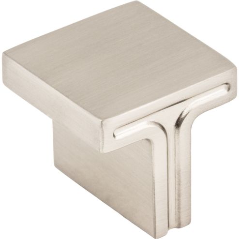 1-1/8" Overall Length Satin Nickel Square Anwick Cabinet Knob - 867L-SN