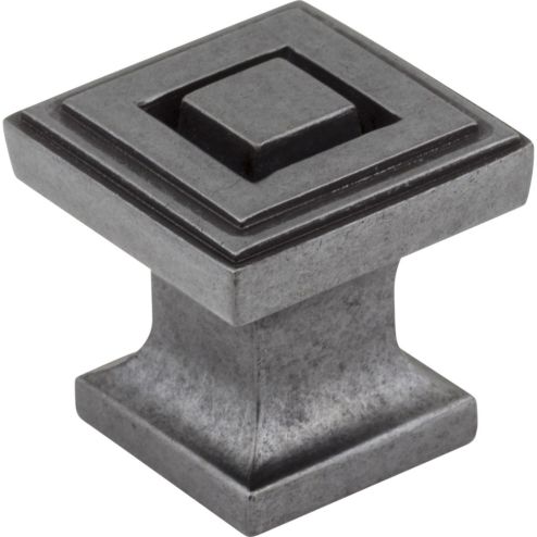1" Overall Length Gun Metal Square Delmar Cabinet Knob - 585DACM