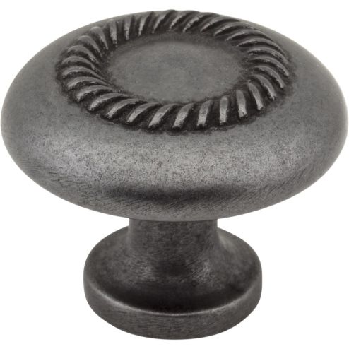 1-1/4" Diameter Gun Metal Rope Detailed Cypress Cabinet Mushroom Knob - Z118-DACM