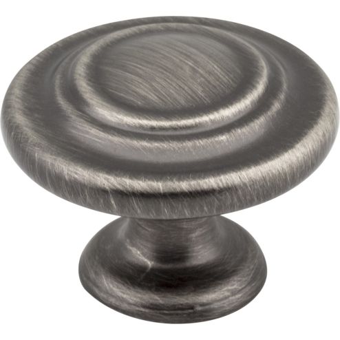 1-5/16" Diameter Brushed Pewter Round Arcadia Cabinet Knob - 107BNBDL