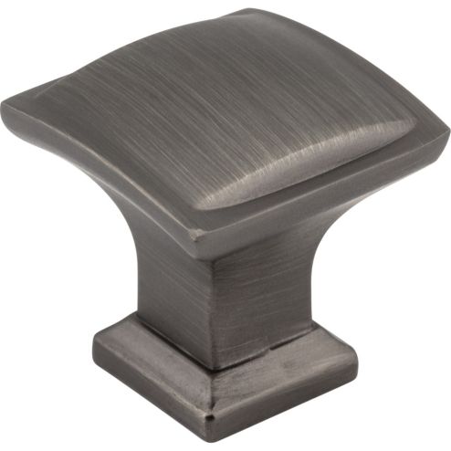 1-1/4" Overall Length Brushed Pewter Square Annadale Cabinet Knob - 435BNBDL