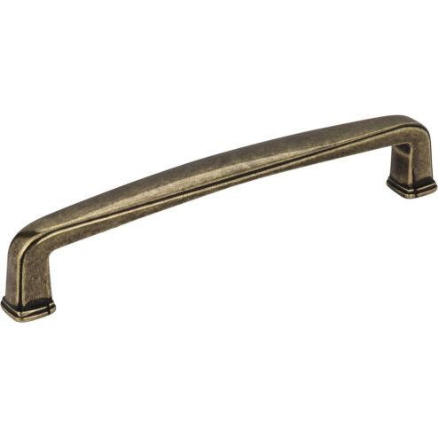 128 mm Center-to-Center Lightly Distressed Antique Brass Square Milan 1 Cabinet Pull - 1092-128AEM