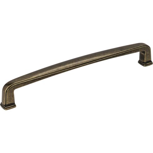 160 mm Center-to-Center Lightly Distressed Antique Brass Square Milan 1 Cabinet Pull - 1092-160AEM