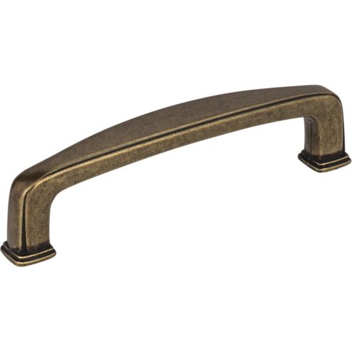 96 mm Center-to-Center Lightly Distressed Antique Brass Square Milan 1 Cabinet Pull - 1092AEM