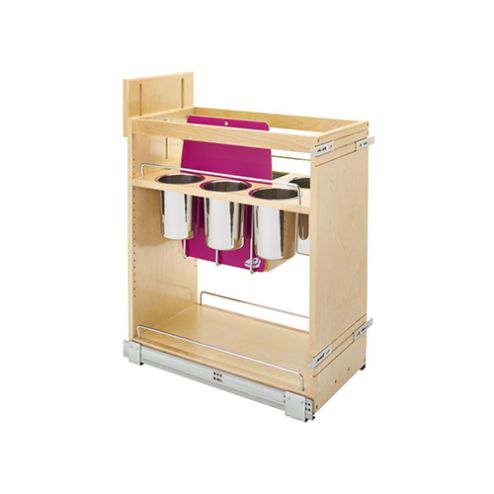 11" Pullout Wood Base Cabinet Organizer with Knife Block