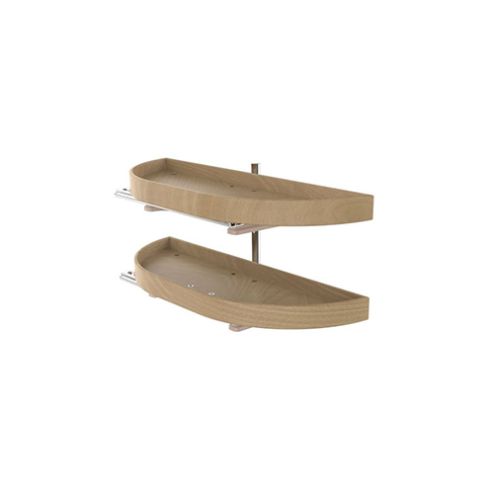 32" Natural Maple 2-Shelf Half Moon Lazy Susan Set with Pivot and Slide