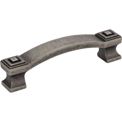 96 mm Center-to-Center Distressed Pewter Square Delmar Cabinet Pull - 585-96DP
