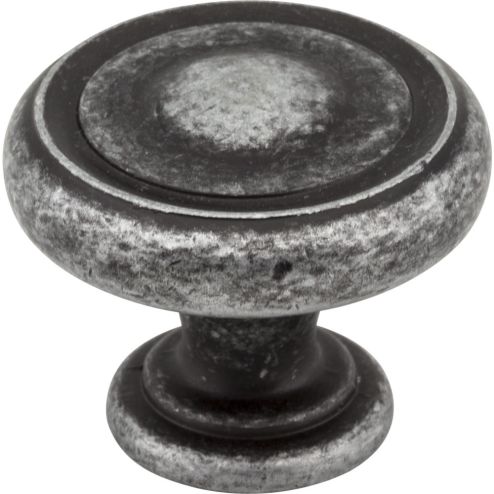 1-1/4" Diameter Distressed Antique Silver Bremen 1 Cabinet Knob - 117SIM