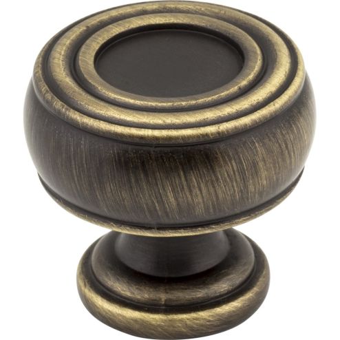 1-3/16" Diameter Antique Brushed Satin Brass Barrel Bremen 2 Cabinet Knob - 127ABSB