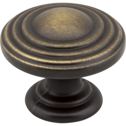 1-1/4" Diameter Antique Brushed Satin Brass Stacked Bremen 2 Cabinet Knob - 137ABSB