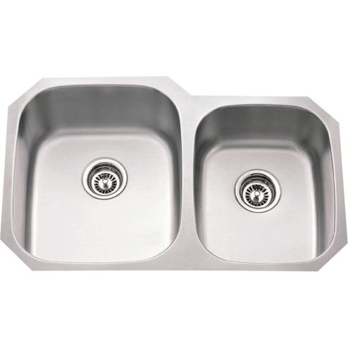 16" Gauge 60/40 Stainless Steel Undermount Sink Larger Left Bowl - 801L
