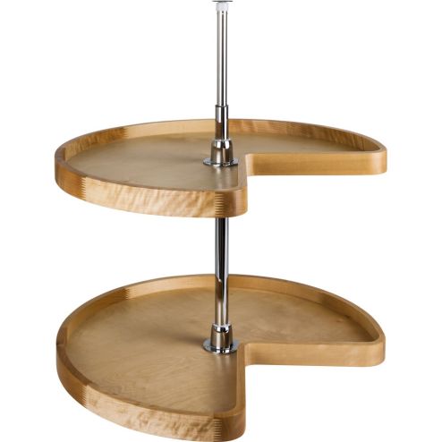 24" Diameter Kidney Wood Lazy Susan Set with Twist and Lock Pole - LSK224-SET