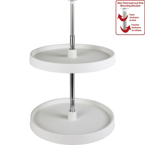 18" Diameter Round Plastic Lazy Susan Set with Twist and Lock - PLSR218