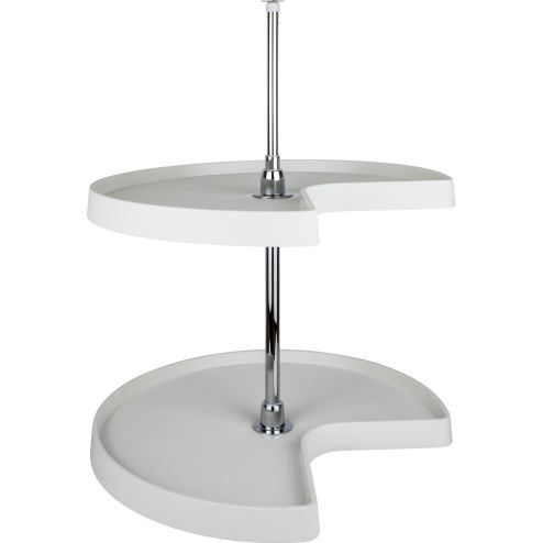24" Diameter Kidney Plastic Lazy Susan Set with Chrome Hubs - PLSMK24
