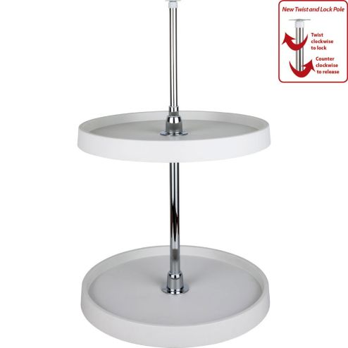 28" Diameter Round Plastic Lazy Susan Set with Chrome Hubs - PLSMR28