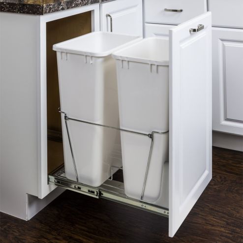 Chrome 50Qt Double Pullout Waste Container System - CAN-EBMD50PC-R
