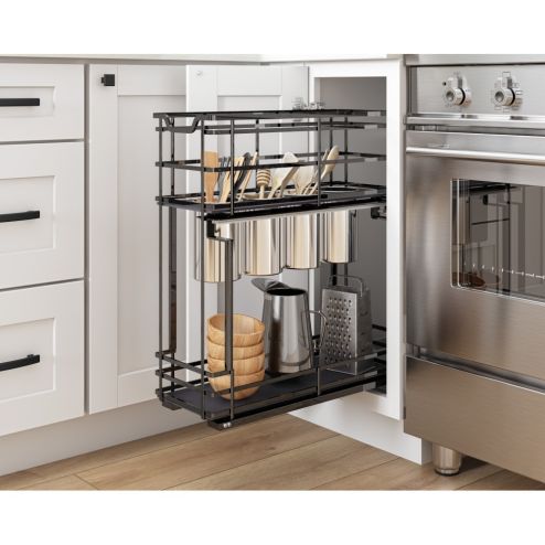 8" No Wiggle Utensil Bin Base Cabinet Pullout - SWS-UBPO8BN