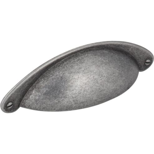 3" Center-to-Center Distressed Antique Silver Lyon Cabinet Cup Pull - 8233SIM