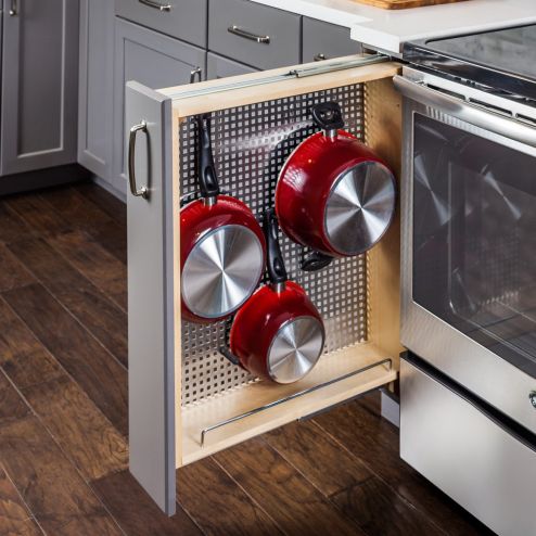 6" Base Cabinet Filler with Stainless Steel Pegboard Organizer - BFPOSS6