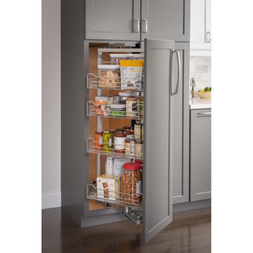 15" x 86" Chrome Wire Pantry Pullout with Swingout Feature - CPSO1586SC