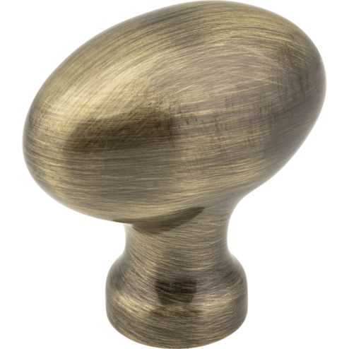 1-9/16" Overall Length Brushed Antique Brass Football Lyon Cabinet Knob - 3991AB