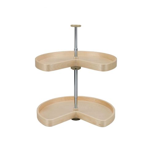24" Banded Wood Kidney Shape 2-Shelf Lazy Susan Set