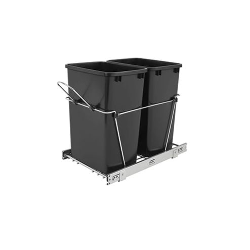 Double 35 Qt. Pull-Out Black Waste Container