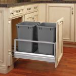 Double 35 Qt. Pull-Out Brushed Aluminum and Silver Waste Container - CS
