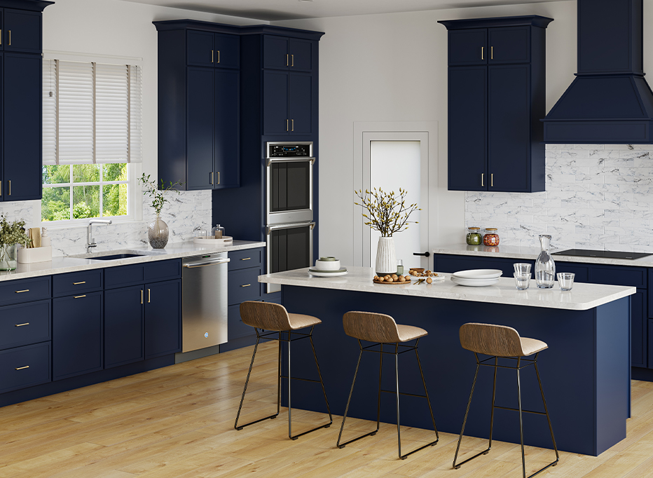 York Slim Blue Shaker - Ready to Assemble Kitchen Cabinets