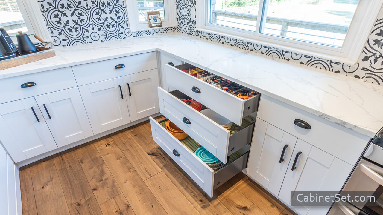 Anchester White pantry cabinets.