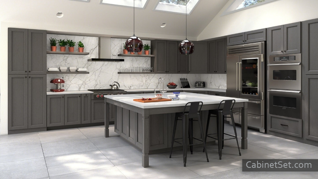 Bristol Grey kitchen with an island angle view.