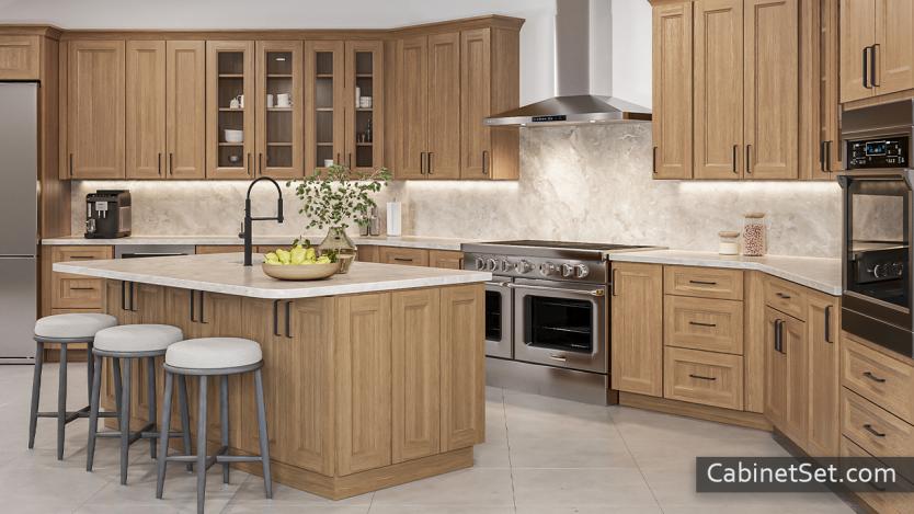 Easton Canyon Oak kitchen angle view with an island.