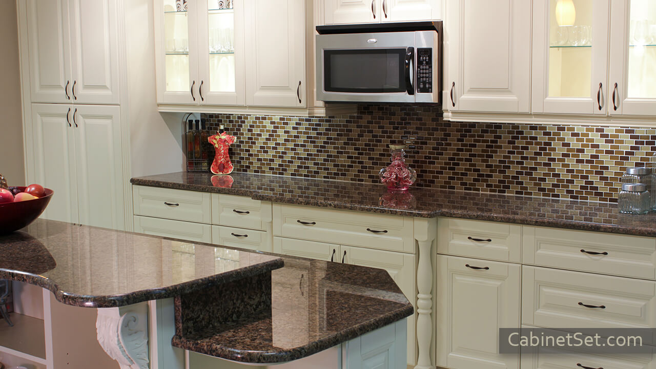 Holmdel Cream complete kitchen with an island angle view.