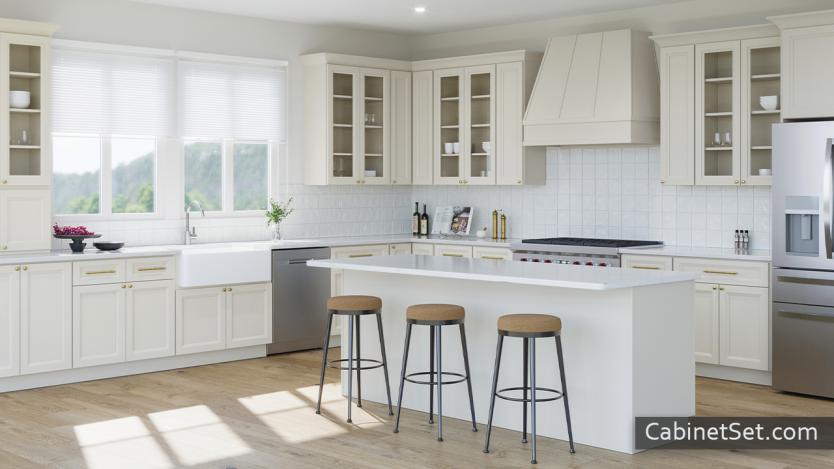 Springfield Cashmere kitchen angle view with an island.